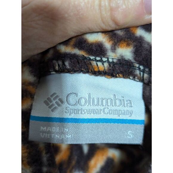 Columbia Women's Brown Animal Print Fleece Hooodie Pullover Kangaroo Pocket Size - Picture 2 of 7